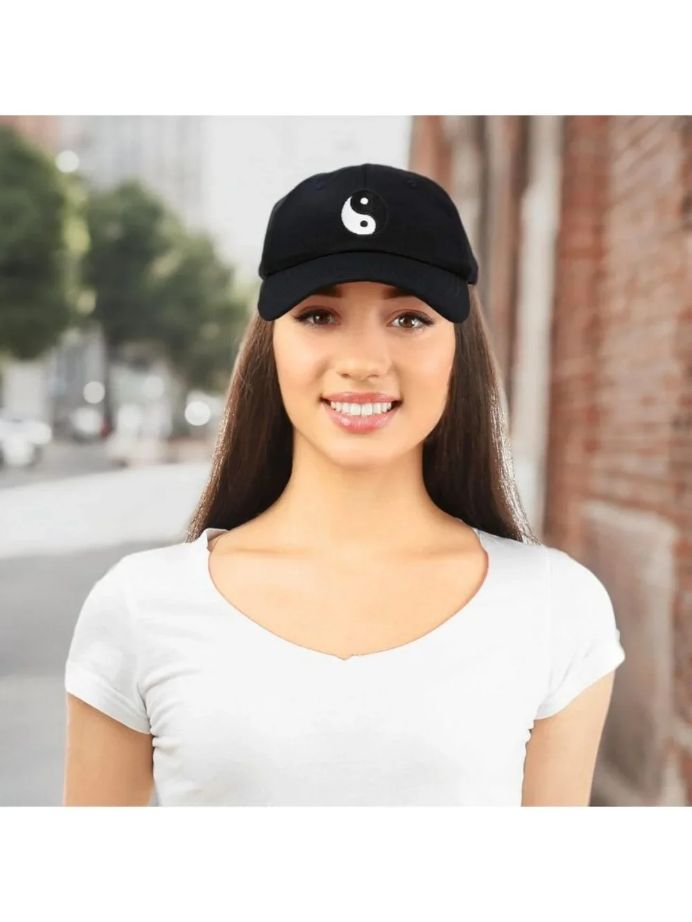 Zen Ying Yang Dad Hat | Black Baseball Cap for Peace & Balance Lovers